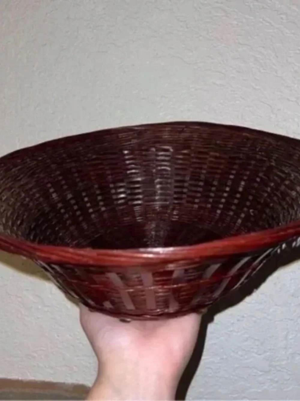 Vintage Cottage Core Boho Red Wicker Basket